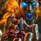 FANTASY WARRIOR fighting GIANT GOD poster 20x30 DANGER inspiring ART
