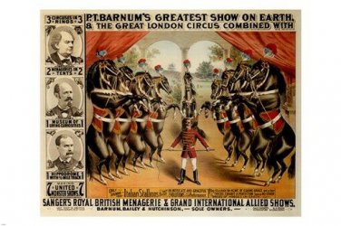 CIRCUS vintage ad poster HINES STROBRIDGE US 1882 20x30 spectacular prized