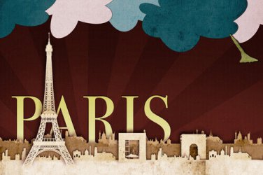 PARIS panorama design poster SILHOUETTES eiffel tower ARC DU TRIOMPHE 20x30
