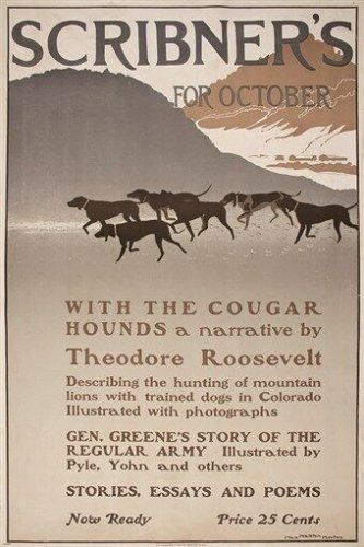 SCRIBNERS VINTAGE MAG COVER POSTER october wild animals RUSTIC 20x30 rare