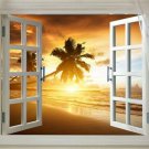 SCENIC POSTER Window To Majestic Sunset 20x30 GOLDEN SANDS Water Palm Trees