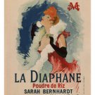 LA DIAPHANE vintage ad poster SARAH BERNHARDT rice powder FRANCE 1880 20x30