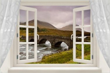 OLD BRIDGE window poster SCENIC RIVER, LANDSCAPE collectors rare 20x30 NEW