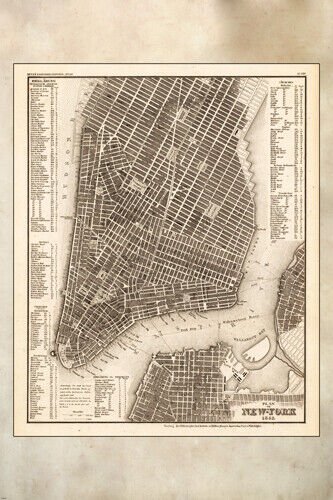 1853 PLAN VON NEW YORK poster GRID MAP rare INTRICATE historic 20x30