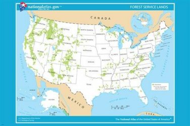 USA forest service LAND MAP poster 20x30 educational GREAT FOR SCHOOLS