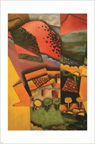 CHIC HOME DECOR landscape cubism COLORFUL SHAPES abstraction UNUSUAL 20x30