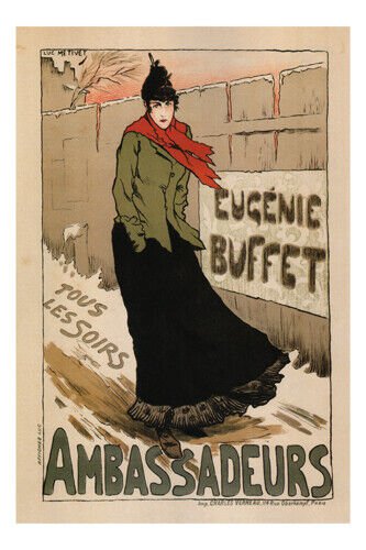 Nightly Ambassadeurs Eug&Atilde;&copy;nie Buffet VINTAGE POSTER M&Atilde;&copy;tivet FRANCE 1896 20x30