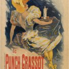 GRASSOT PUNCH vintage ad poster jules chéret france 1895 20x30 high quality