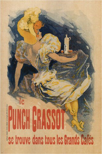 GRASSOT PUNCH vintage ad poster jules ch&Atilde;&copy;ret france 1895 20x30 high quality