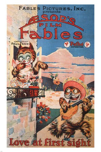 paul TERRY'S LOVE at first SIGHT movie poster FUNNY felines 1922 20x30