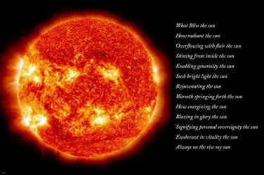 SUN WITH POEM ART POSTER bright orange literary DAZZLING rare new 20x30 BOLD