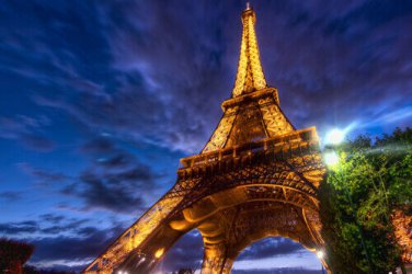 EIFFEL TOWER ENHANCED COLORS angle poster ARTISTIC dreamy sky unique 20x30