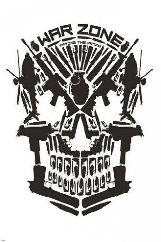 WAR ZONE poster SKULL made of WEAPONS political sinister statement 20x30 HOT