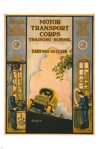 MOTOR TRANSPORT CORPS training school CLASSIC AD POSTER collectors art 20x30