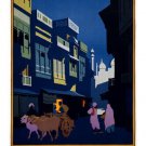 VISIT INDIA a street by moonlight VINTAGE TRAVEL POSTER 1920 20x30