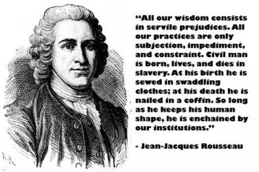 jean-jacques rousseau sketch quote poster ALL OUR WISDOM CONSISTS 20x30 RARE