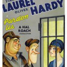 PARDON US LAUREL & HARDY movie poster COMEDY ANIMATED COLORFUL 20x30