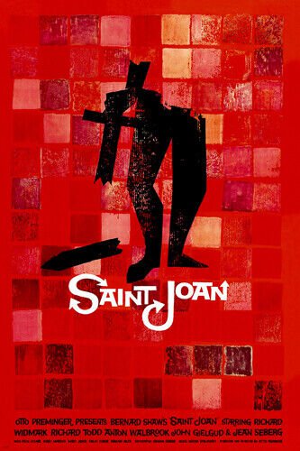 rare OTTO PREMINGER'S SAINT JOAN movie poster JOHN GIELGUD drama 20x30