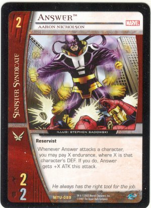 Answer, Aaron Nicholson MTU-175 (R) Marvel Team-Up VS System TCG