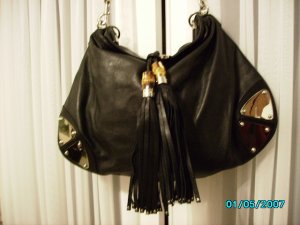 Designer inspired  soft leather high end black hobo
