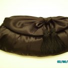 Small black satin evening clutch