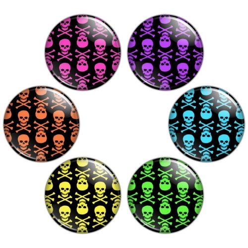 Skull Pattern 1.25 inch Pinback Button Badge Set