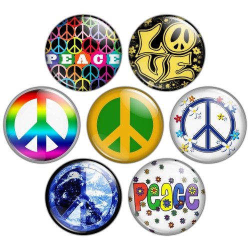 Peace Sign 1.25 inch Pinback Button Badge Set
