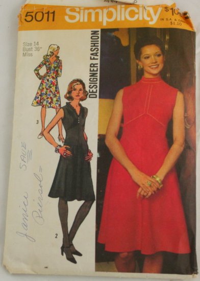 Vintage "Designer Fashion" Pattern Simplicity 5011 Sz 14
