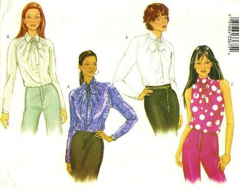 Misses Blouse Sewing Pattern Collar Variations Pleated Neckline Butterick 3197 Size 18-20-22