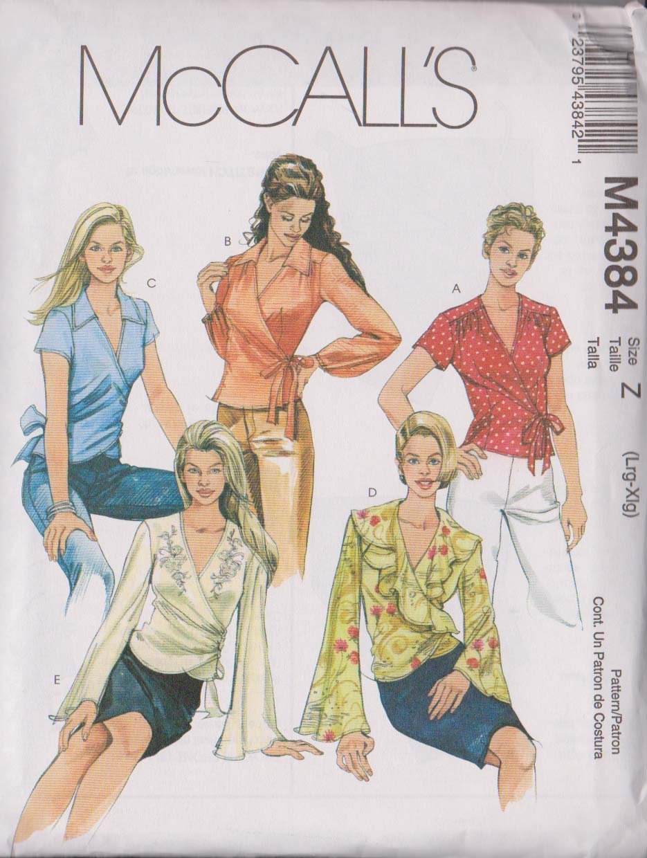 Misses Tops McCall's Sewing Pattern M4384 (Size Z: Lrg-Xlg) 16-22