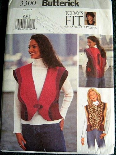 Butterick 3300 Sewing Pattern, Misses' Vest, Size D,E,F