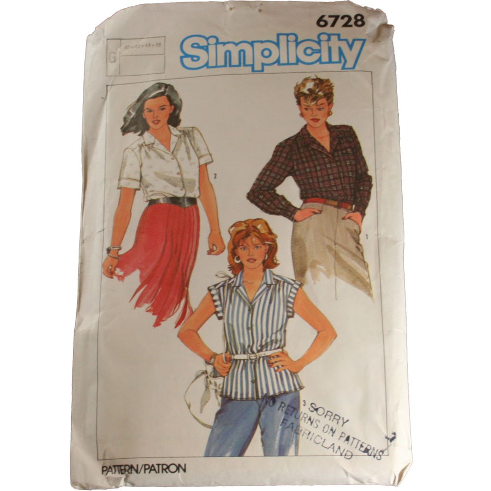 Simplicity Sewing Pattern 6728 Misses Blouses Size 40,42,44,46