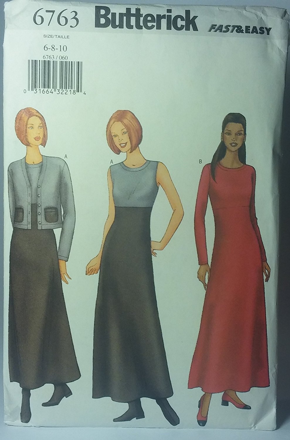 Butterick Fast and Easy 6763 Misses Dress Size 6,8,10