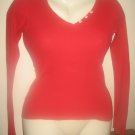 MICHAEL STARS RED RIBBED STRETCHY HENLEY TOP O/S