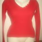 MICHAEL STARS RED RIBBED STRETCHY HENLEY TOP O/S