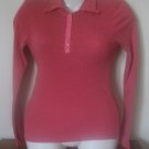 MICHAEL STARS PINK STRETCH POLO SNAP FRONT TOP O/S SEXY