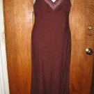 HENNA BURGANDY COTTON FLAX BEAD FRAY BOHO DRESS SZ S