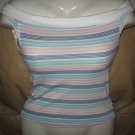 HOLLISTER SEXY STRIPE OF SHOULDER TOP SZ M GR8 CON