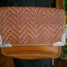 Brighton Brown Woven Leather Purse Shoulder Bag Silver Accents