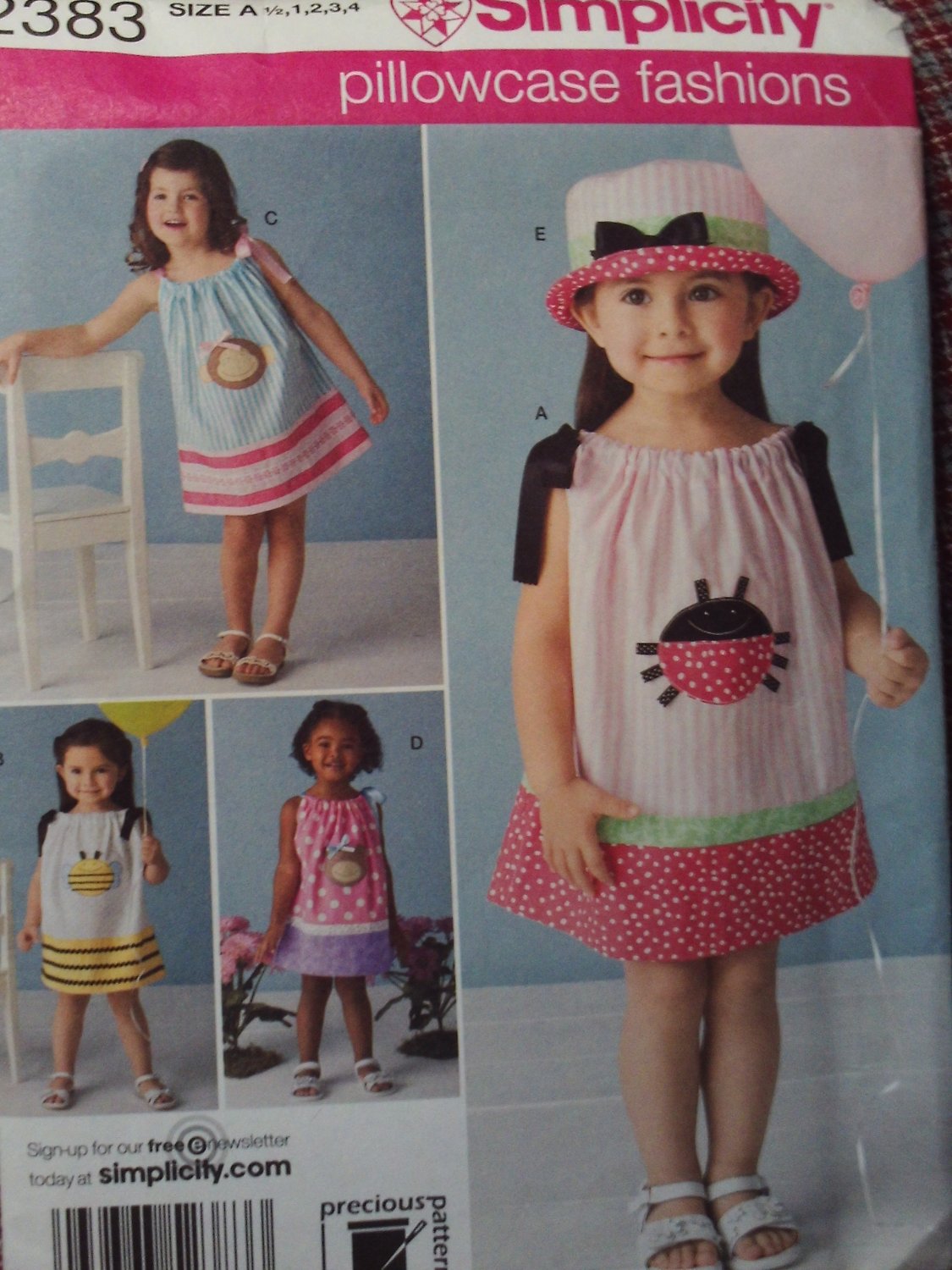 Simplicity 2383 Sizes 1/2, 2,3,4 Pillowcase Dress for Toddler's