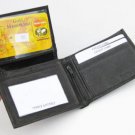 BLACK LEATHER FLIP TOP ID HOLDER BIFOLD WALLET 514