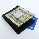 BLACK LEATHER Bifold MONEY CLIP Credit ID Wallet Holder