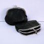 Black Leather Dual Pockets COIN Holder Wallet Purse Sm