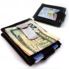 LEATHER MONEY CLIP CARD WINDOW ID POCKET Wallet Holder