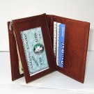 LEATHER MONEY CLIP Bi-fold Credit Card ID Wallet Brown