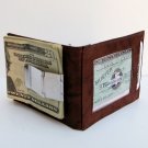 BROWN LEATHER MONEY CLIP Credit ID Bifold Wallet Holder