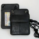 TWO 2x Leather ID CARD Holder Neck Pouch Wallet Travel