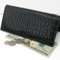 Genuin LEATHER Bk CROC Zipper Coin Money Wallet FREE SH