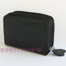 Genuine Leather Cards ID 2 Zips Wallet Holder +FREE SH
