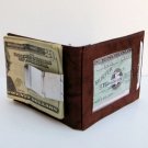 BROWN LEATHER Bifold MONEY CLIP Credit ID Wallet Holder